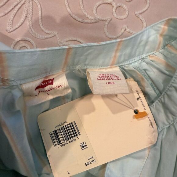 Levi’s Lainey Stripe Cotton Blouse Size Large Button Front Up Shirt Top Casual - Picture 3 of 10